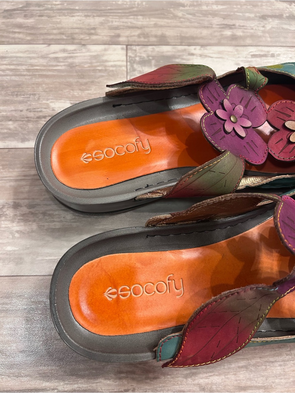 Socofy Colorful Floral Slip On Mules - Picture 5 of 9